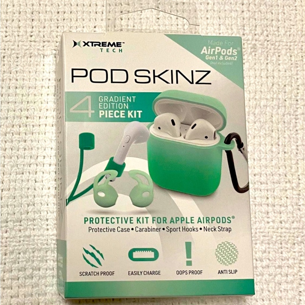 NEW Pod Skinz gradient edition 4 piece set Apple Air Pods case green ombre